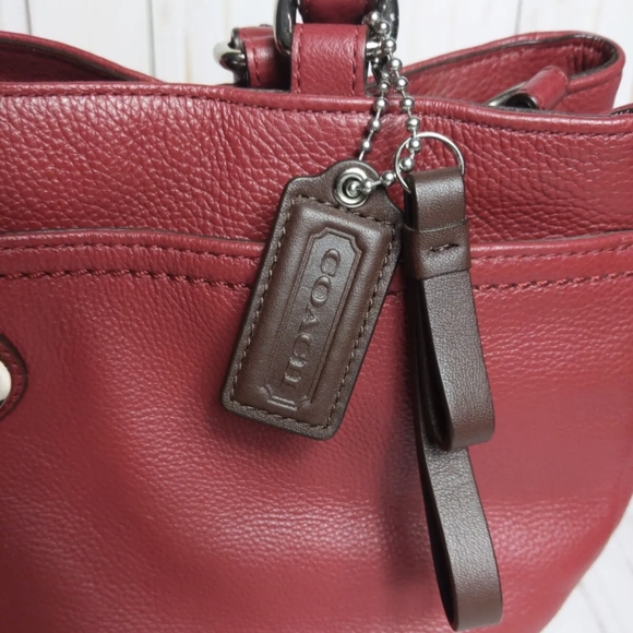 Coach F23268 Park Leather Turn Lock Satchel Tote Shoulder Bag RED WINE - Picture 2 of 6